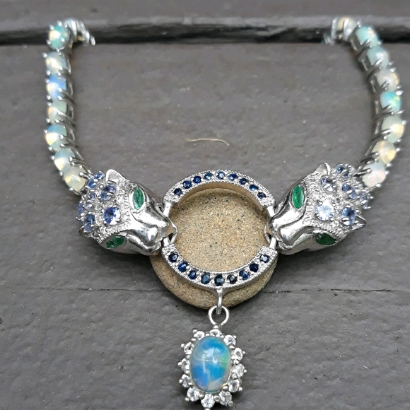 Fire Opal Panther Necklace